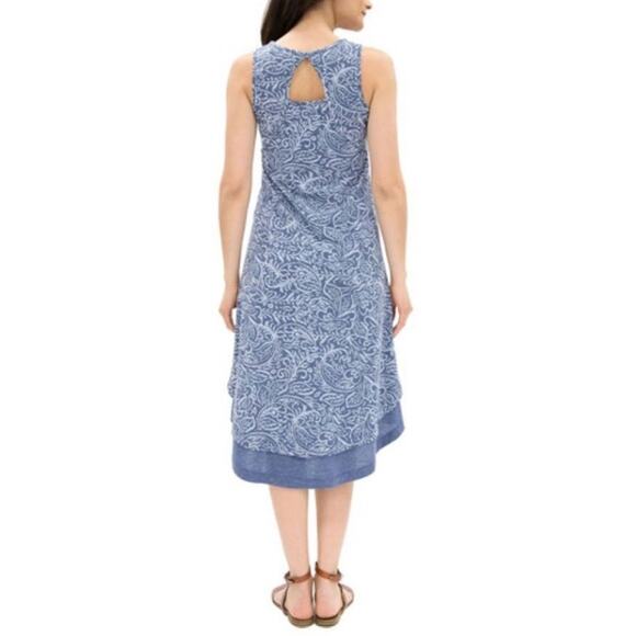 Mod-o-doc Blue Keyhole Back Lightweight High Low Hem Pullover Tank Dress Size L - Picture 2 of 8